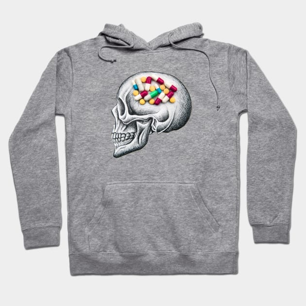 Addiction Skull Medicines - art by ben heine Hoodie by benheineart